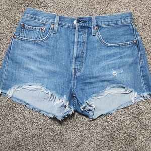 Levi's Blue Distressed Jean Shorts